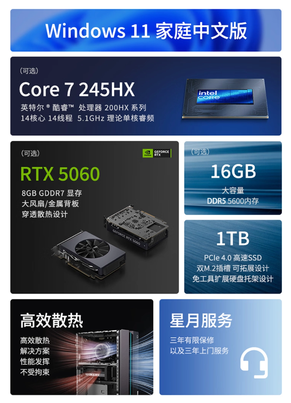 联想 Geek Pro 电脑主机新增酷睿 7-245HX + RTX 5060 配置,9999 元