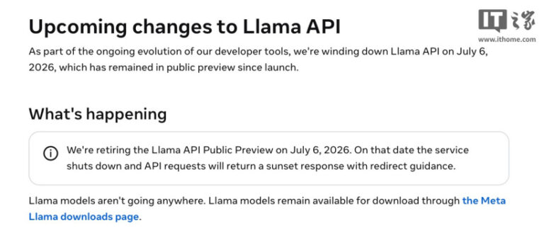 Meta chiude Llama API il 6 luglio 2026