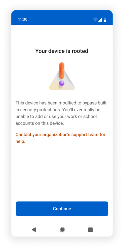 Your device is rooted in Microsoft Authenticator