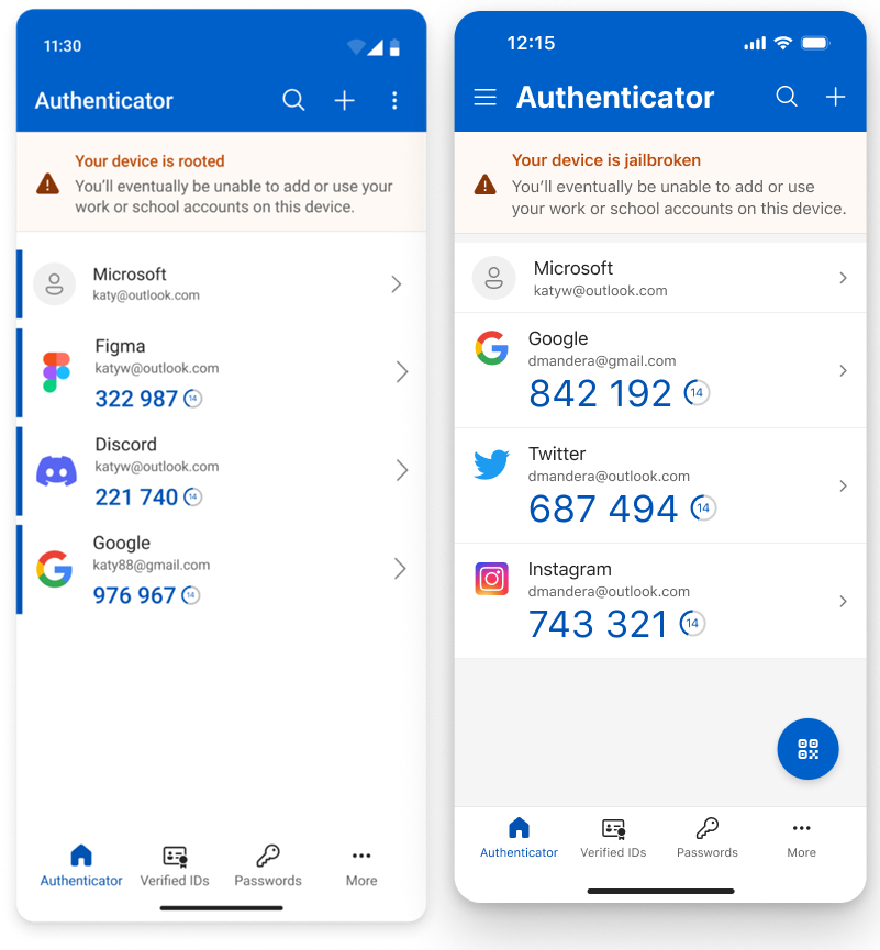 MS Authenticator Root and jailbreak warning