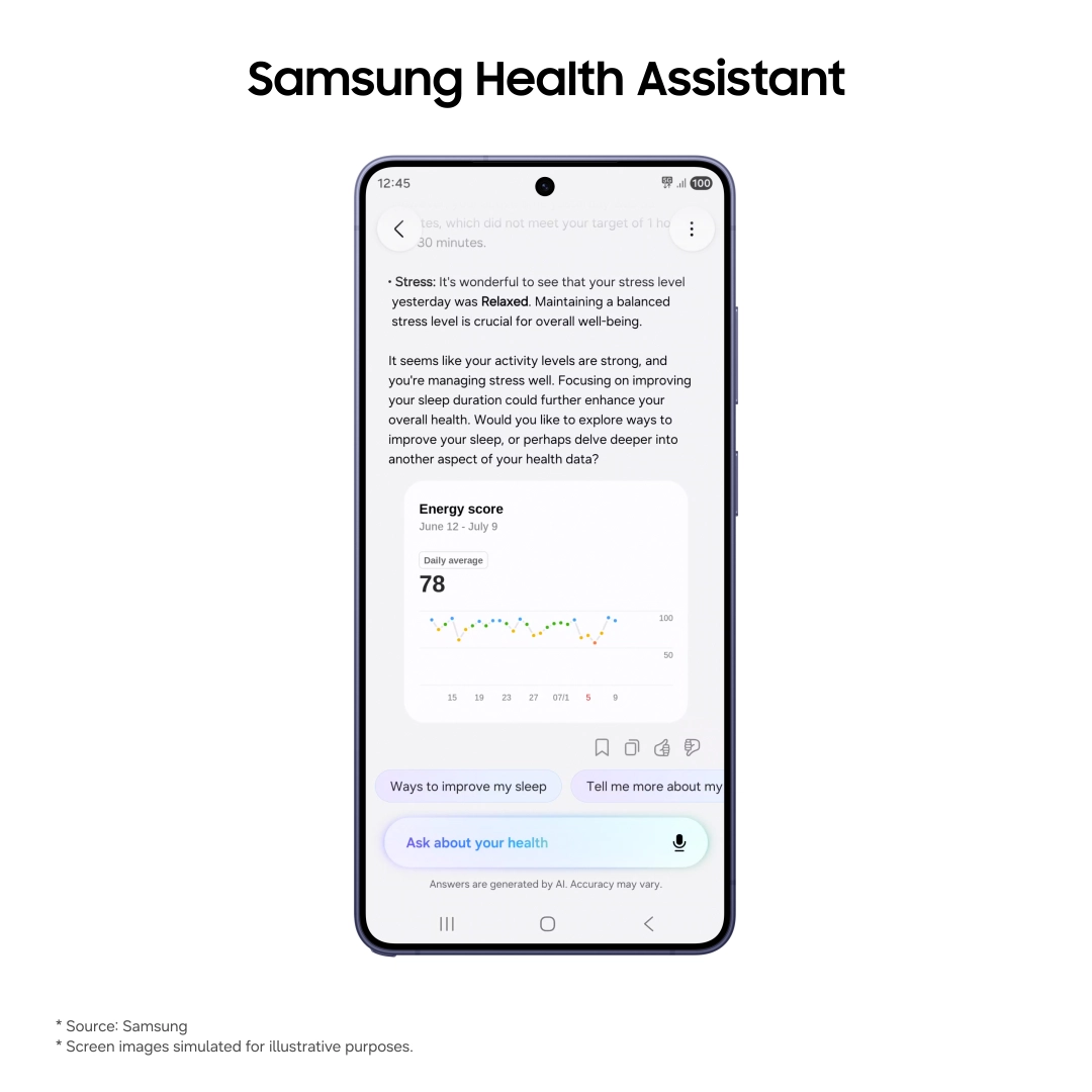 Samsung Health Assistant ufficiale: AI per sonno, attività e parametri vitali