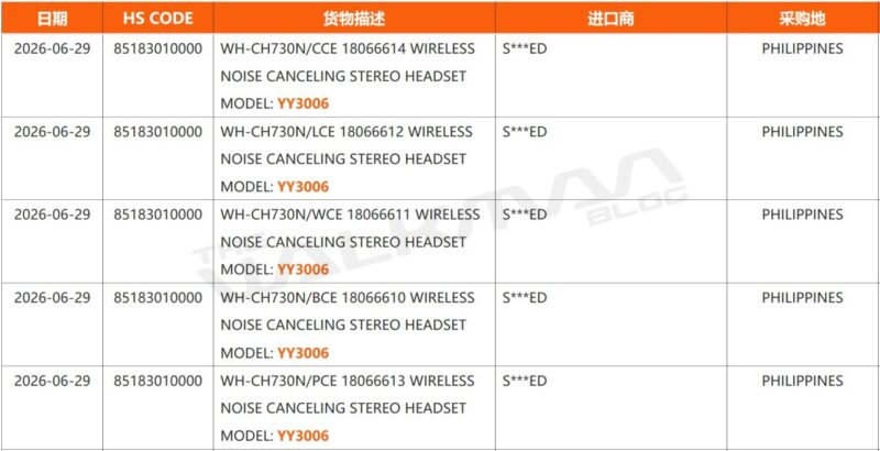 Sony WH-CH730N WHCH730N YY3006