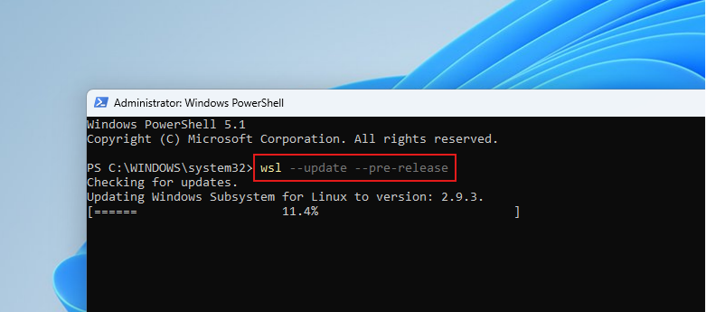 Updating Windows Subsystem for Linux