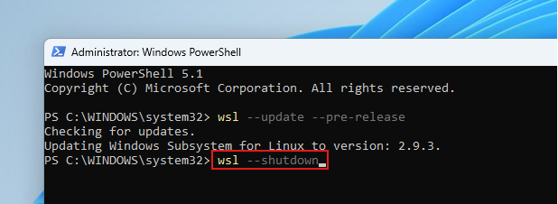 shutdown WSL
