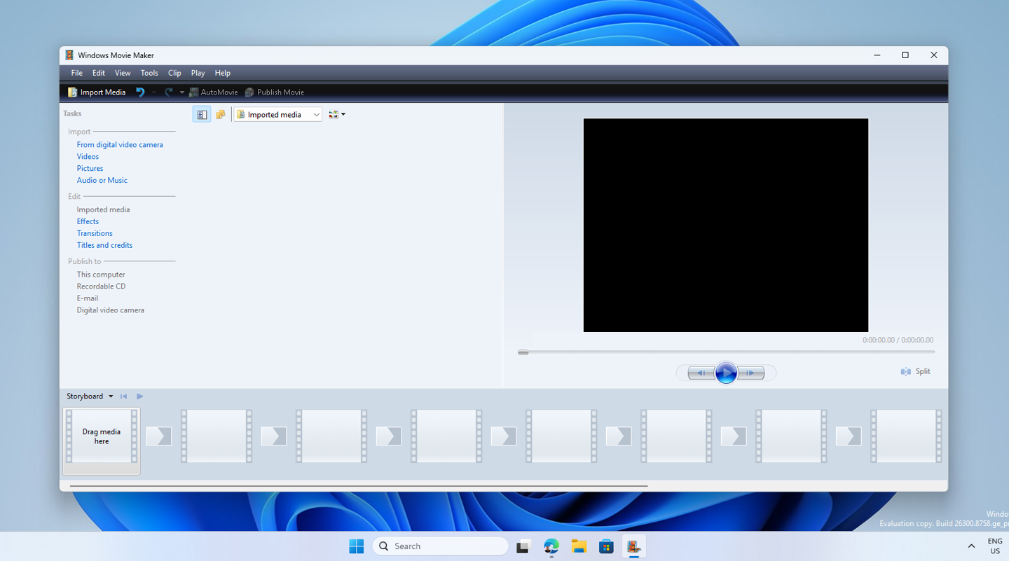 Windows Movie Maker UI