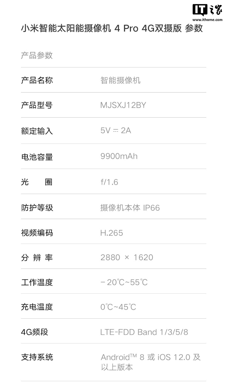 小米智能太阳能摄像机 4 Pro 4G 双摄版发售:免费流量、免装网线,649 元