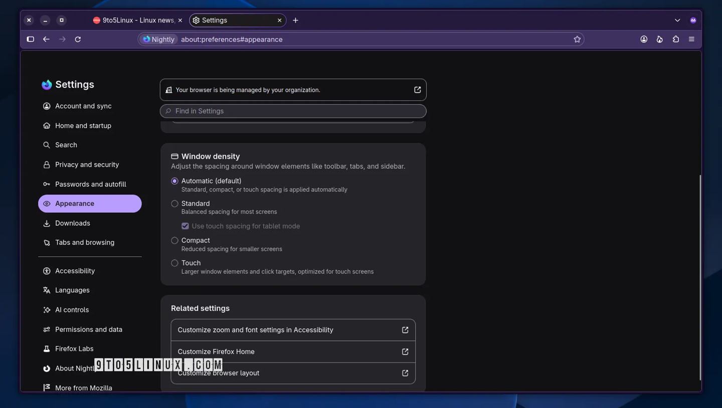 Firefox Nova su Nightly