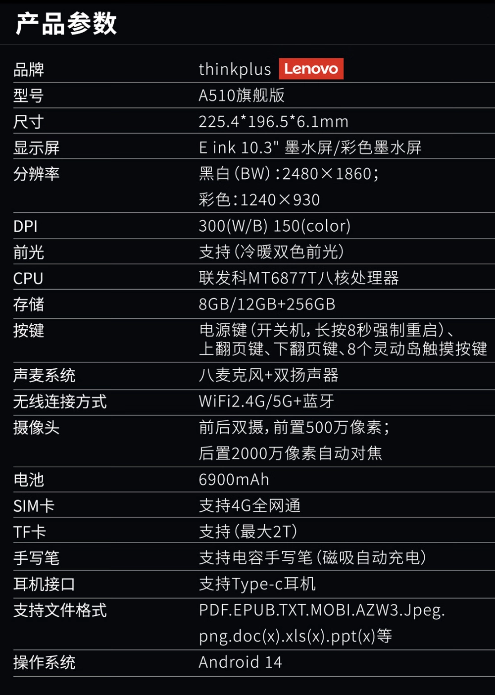 联想推出 thinkplus AI 智墨屏办公本 A510 旗舰版:搭 10.3 英寸 Kaleido 3 面板,4999 元