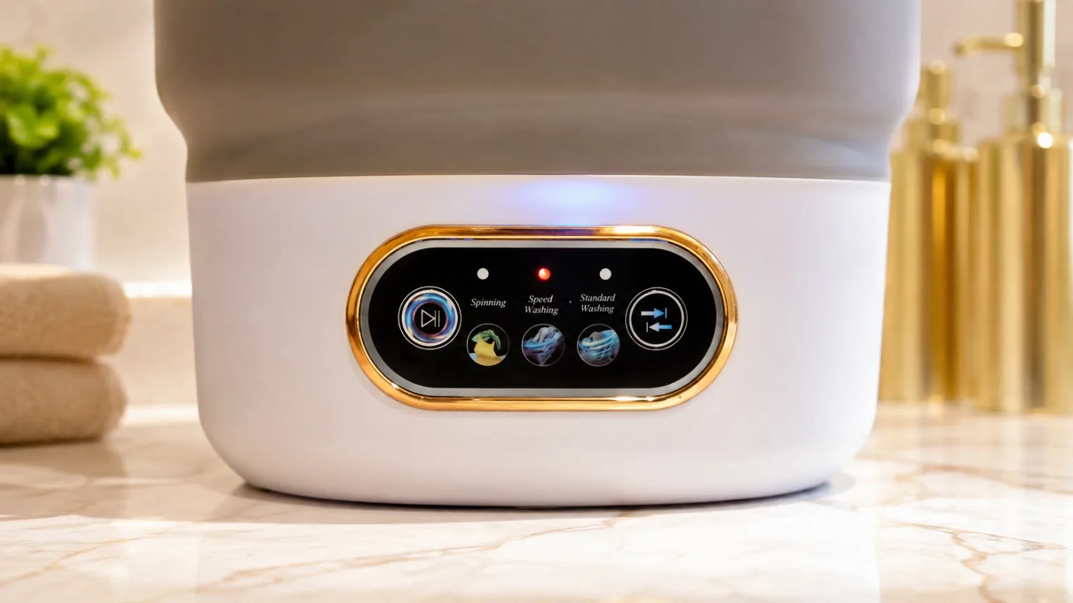 Pannello comandi della mini lavatrice con lavaggio e centrifuga