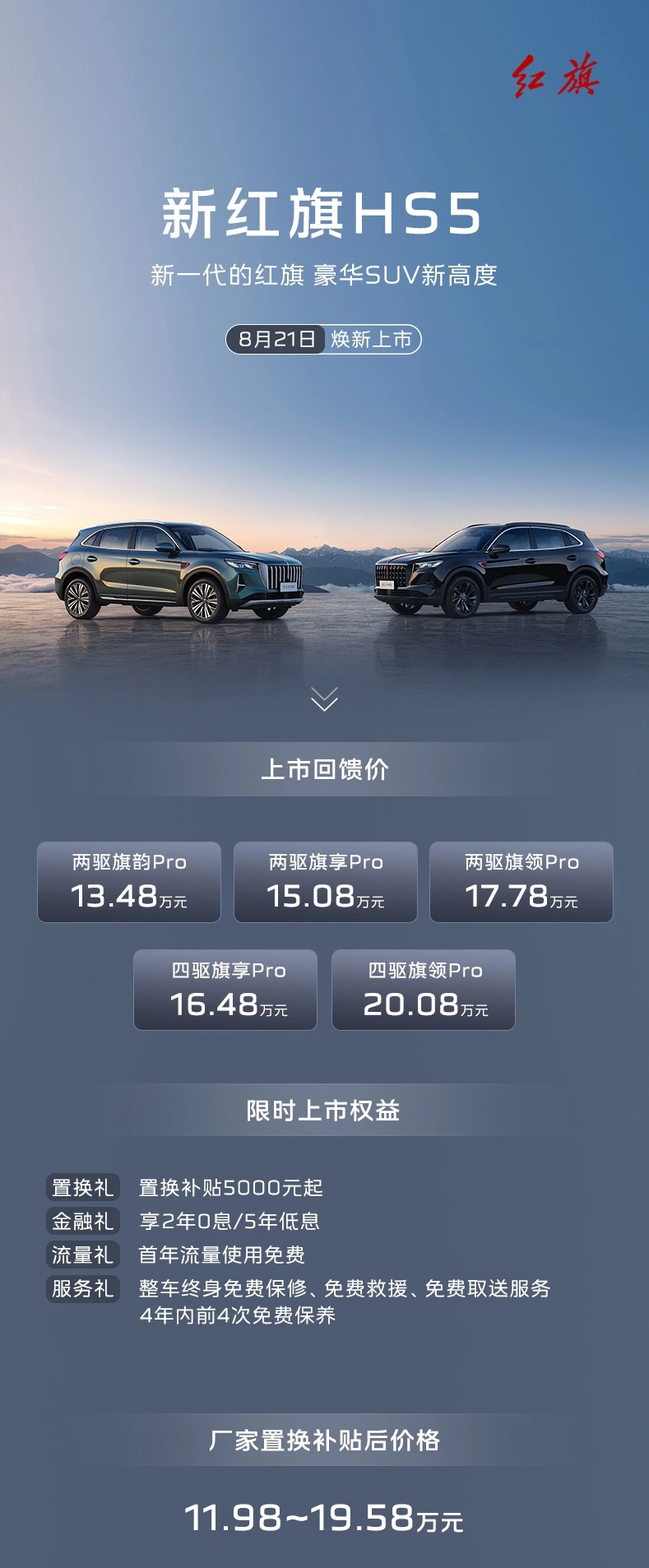 Nuova Hongqi HS5 ufficiale