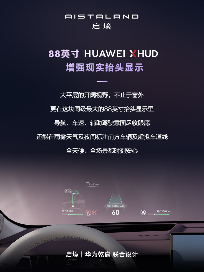 启境 GX7 阔五座 SUV 内饰亮点公布:首搭华为鸿蒙座舱 6,配备同级最大 88 英寸抬头显示