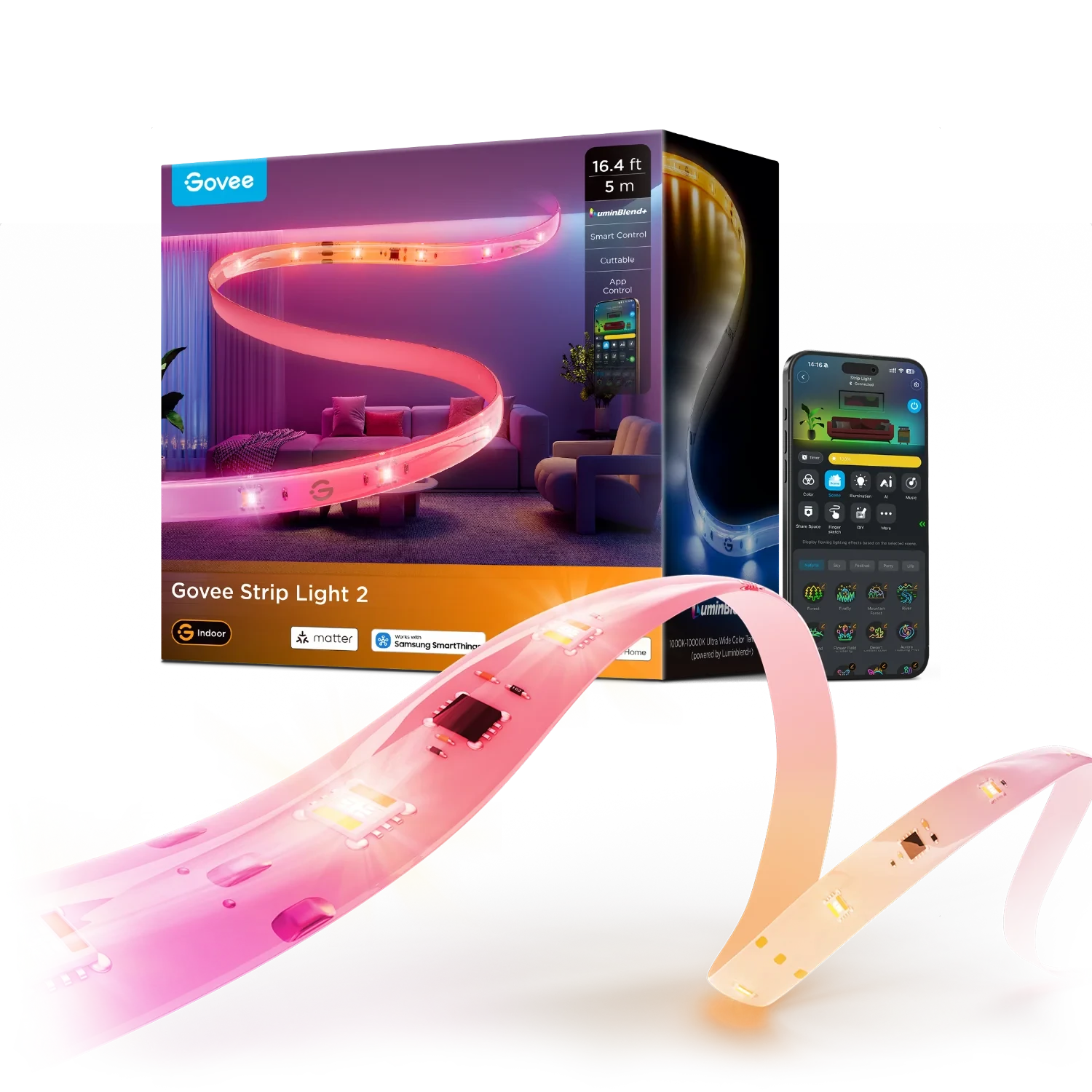 Govee: Govee Strip Light 2 ufficiale: RGBWWIC, Matter e taglio su misura da 49,99 dollari