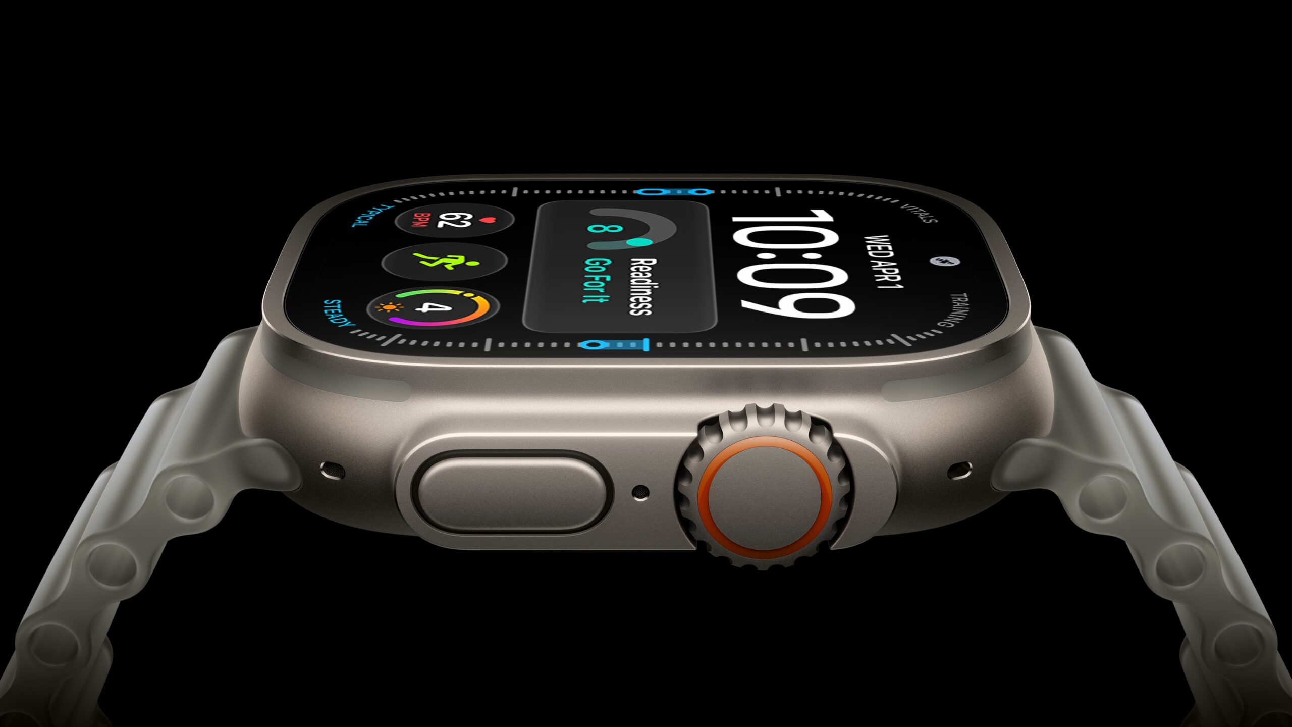 Apple Watch Ultra 4 in titanio visto di profilo
