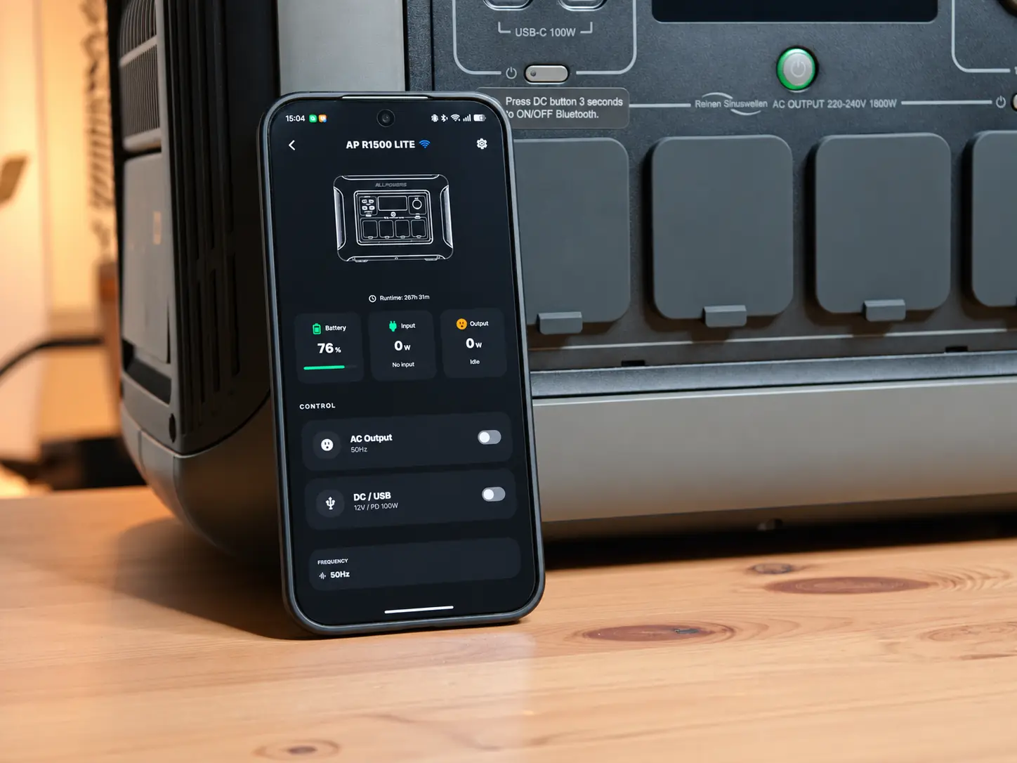Controllo della ALLPOWERS R1500 LITE tramite app su smartphone