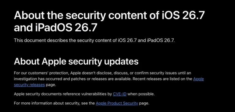 Apple rilascia iOS 26.7 e iPadOS 26.7 con patch di sicurezza
