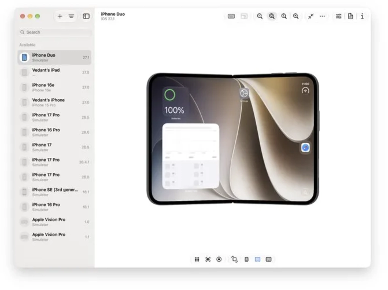 苹果发布 Xcode 27.1 首个测试版,为 iOS App 开发者带来 iPhone Duo 模拟器支持