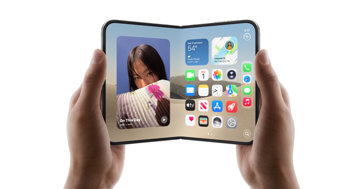 iPhone Duo aperto con display pieghevole da 7,6 pollici