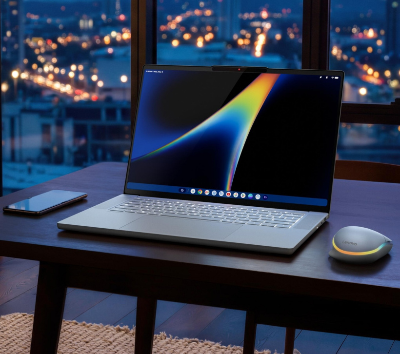 联想 Googlebook 15 笔记本曝光:配灯条“AI Mouse”鼠标,预估 9 月 21 日亮相