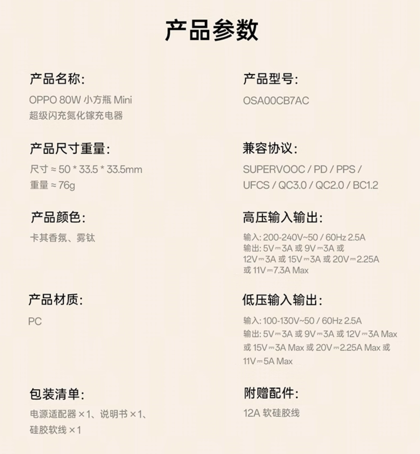 OPPO SUPERVOOC 80W 小方瓶 Mini 氮化镓充电器上架,支持 45W PD、55W PPS