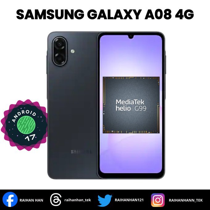 三星 Galaxy A08 渲染图曝光:联发科 Helio G99 芯片、6000mAh 电池
