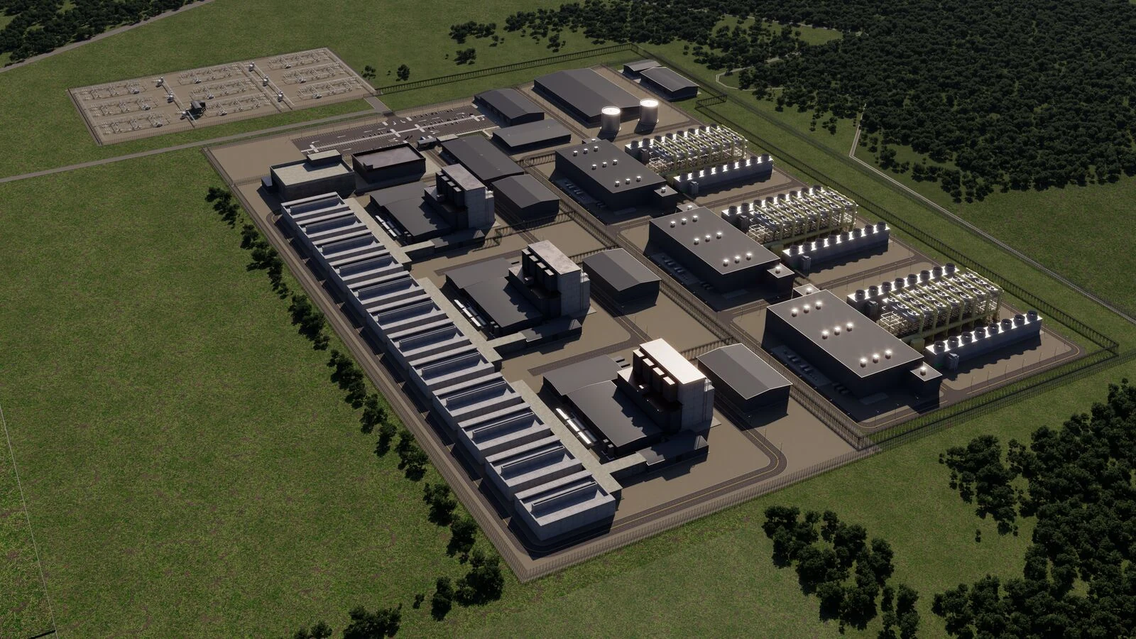 Rendering ufficiale del possibile impianto nucleare in Indiana, non una centrale già costruita