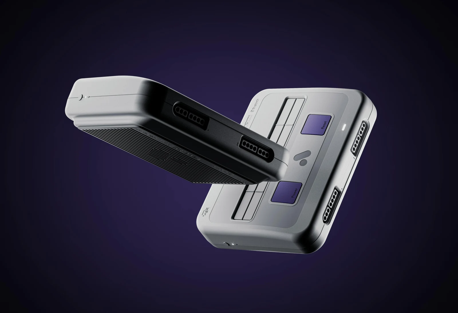 Due varianti della console Analogue Super Nt+ con porte per controller originali