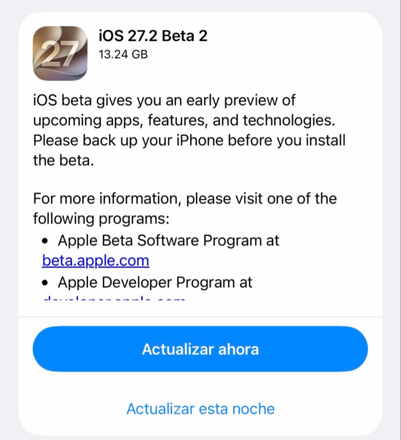 苹果发布 iOS 27.2 第 2 个公测版:升级健康应用、FaceTime 支持群组双镜头等