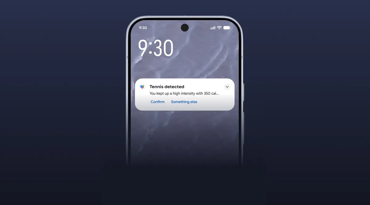 Notifica dimostrativa ufficiale di un’attività rilevata automaticamente in Google Health