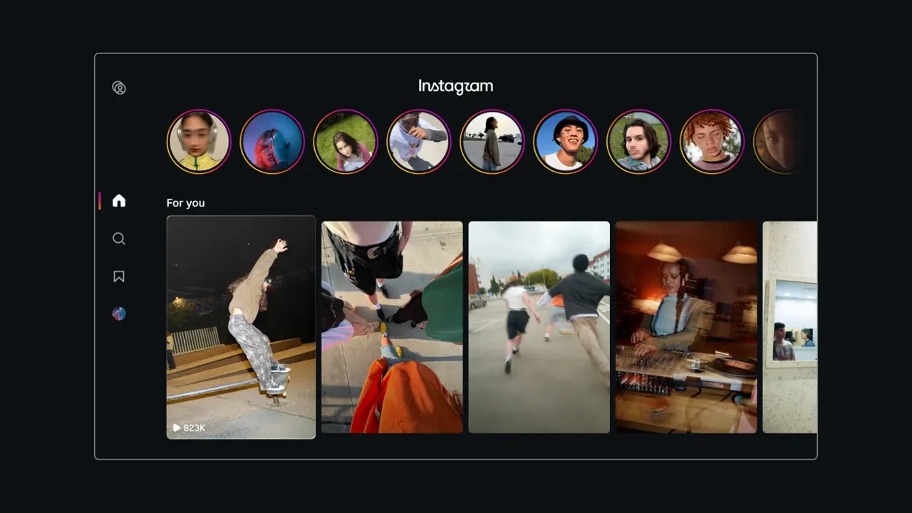 Pagina iniziale di Instagram per Apple TV, schermata promozionale ufficiale dalla scheda App Store