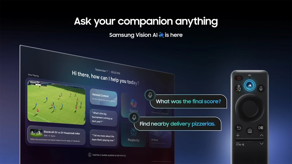 Samsung Vision AI con Copilot e Perplexity nel visual ufficiale di repertorio di novembre 2025