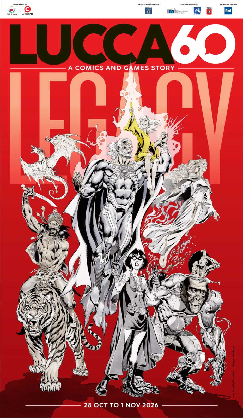Manifesto ufficiale Lucca Comics e Games 2026 Legacy distribuito nel press kit della manifestazione