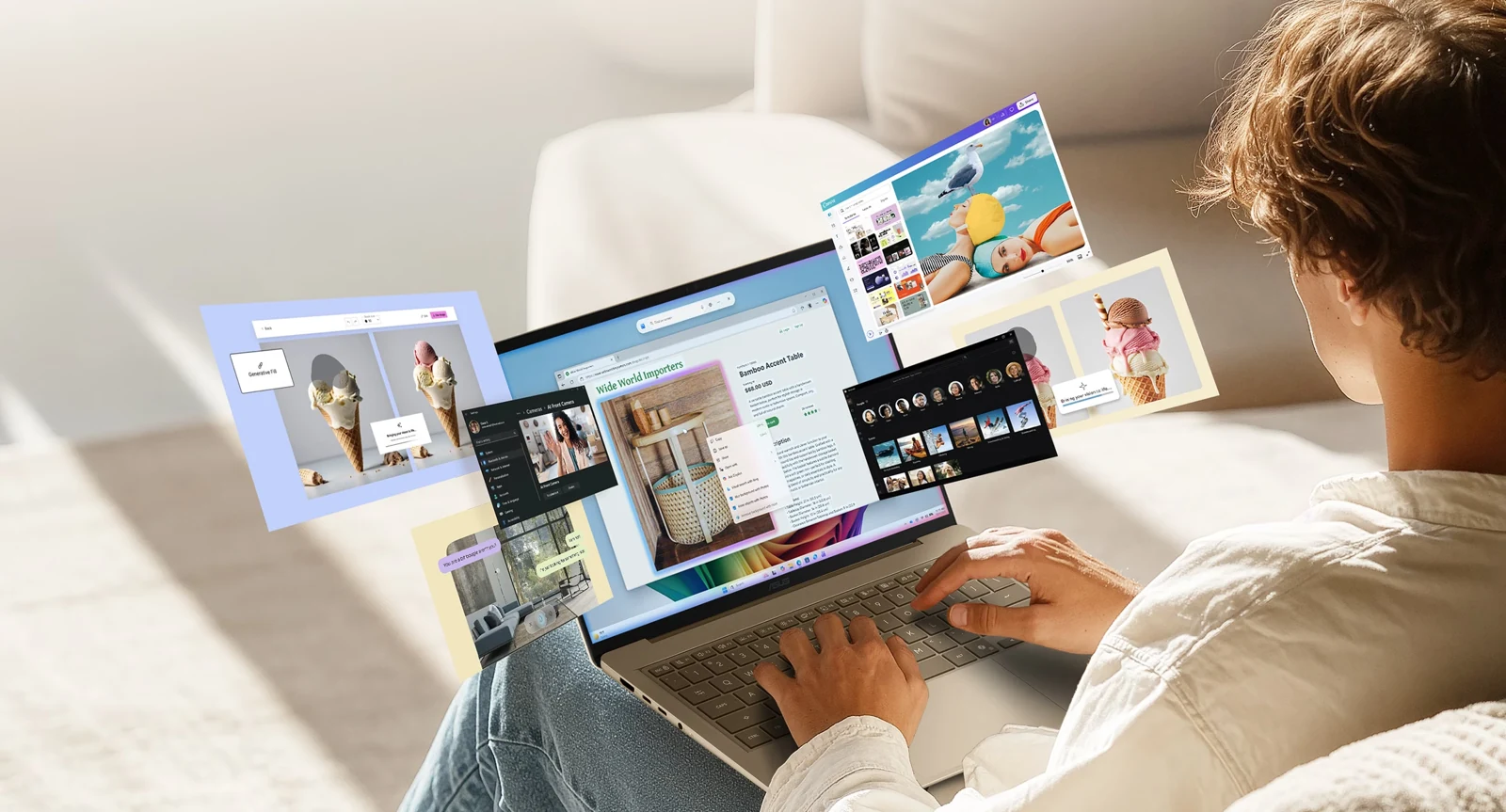 ASUS Zenbook 14 UX3480 durante un utilizzo illustrato dal produttore