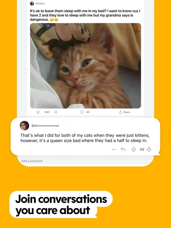 Schermata promozionale ufficiale Reddit con una discussione e risposte, non anteprima del futuro obbligo di login