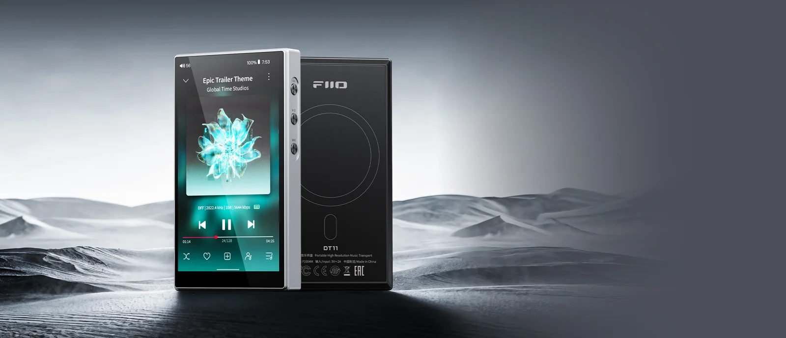FiiO DT11, sorgente digitale Android vista da davanti e dietro