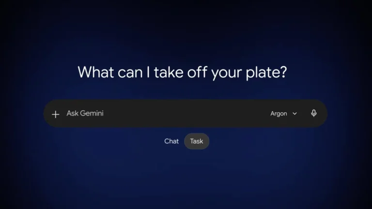 Schermata promozionale ufficiale di Gemini 4 Argon con la scelta tra chat e attività