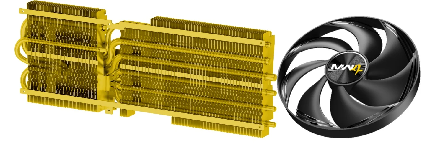 Dissipatore giallo e ventola STORMFORCE della MSI RTX 5080