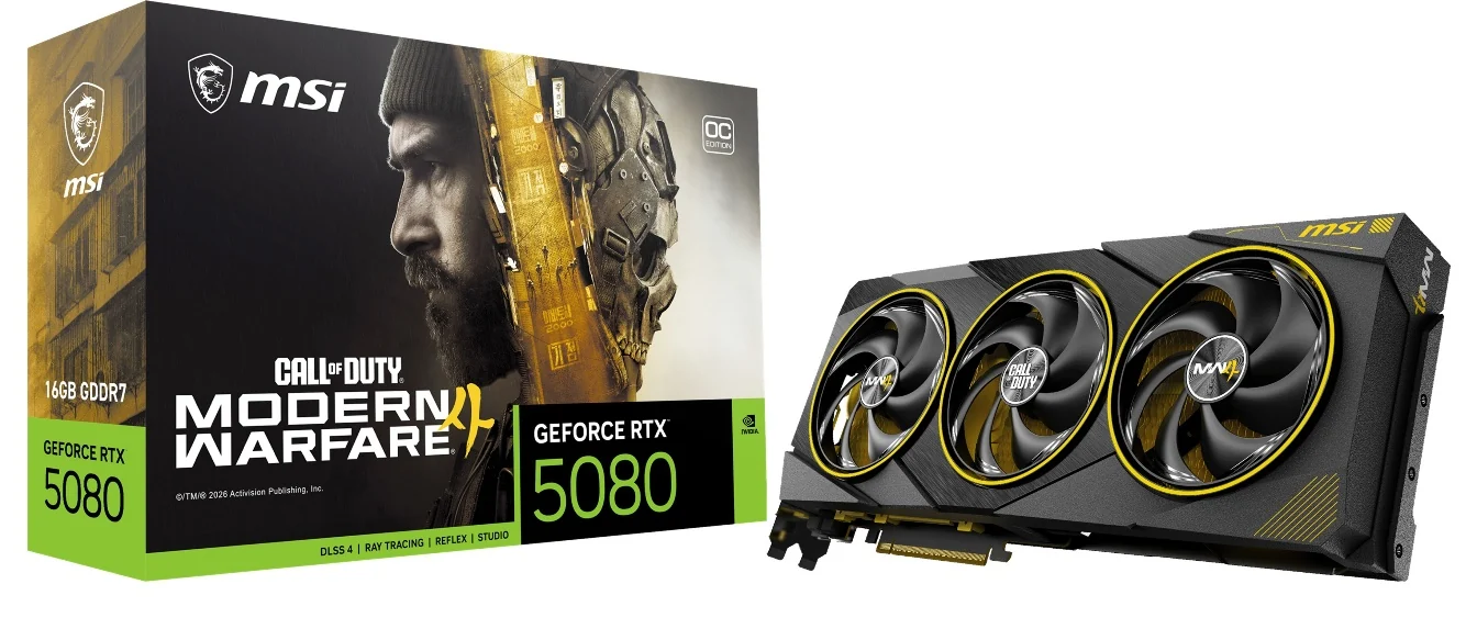 MSI RTX 5080 COD MW4 Edition con confezione dedicata