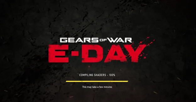 La schermata di compilazione degli shader di Gears of War E-Day mostrata da Microsoft