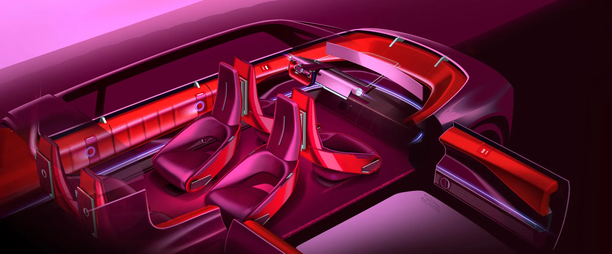 Studio dell’abitacolo modulare del Renault E-Space Concept
