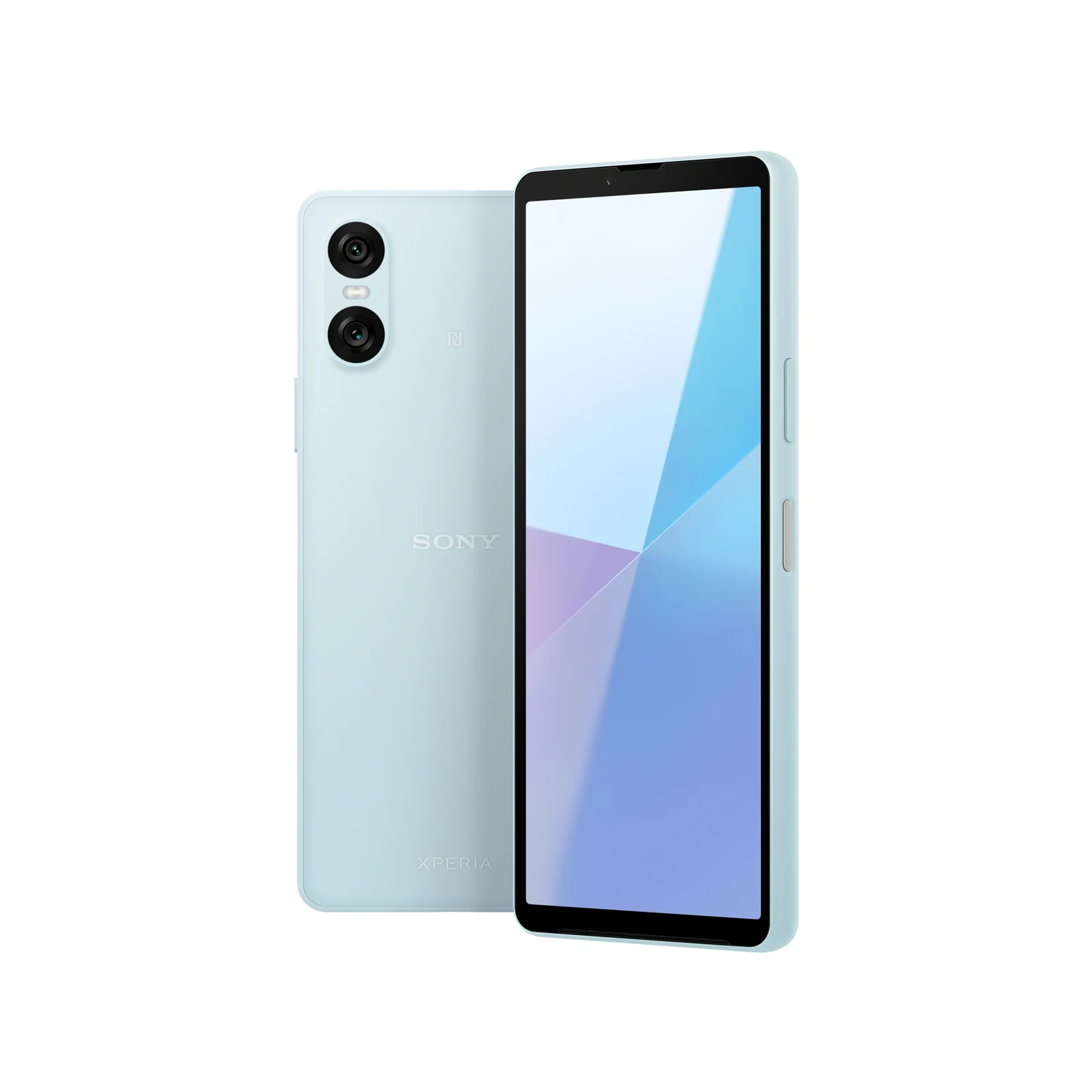 Fronte e retro del Sony Xperia 10 VI blu, foto ufficiale di repertorio