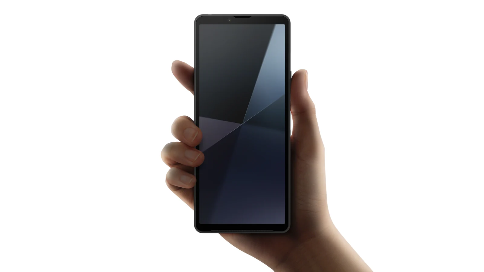 Sony Xperia 10 VI tenuto con una mano, foto ufficiale di repertorio