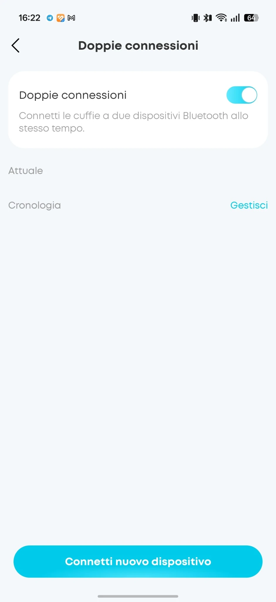 Gestione della doppia connessione delle Soundcore AeroClip nell’app.