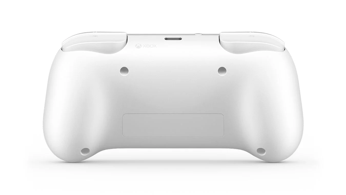 Retro del controller Xbox Nano bianco con dorsali e grilletti